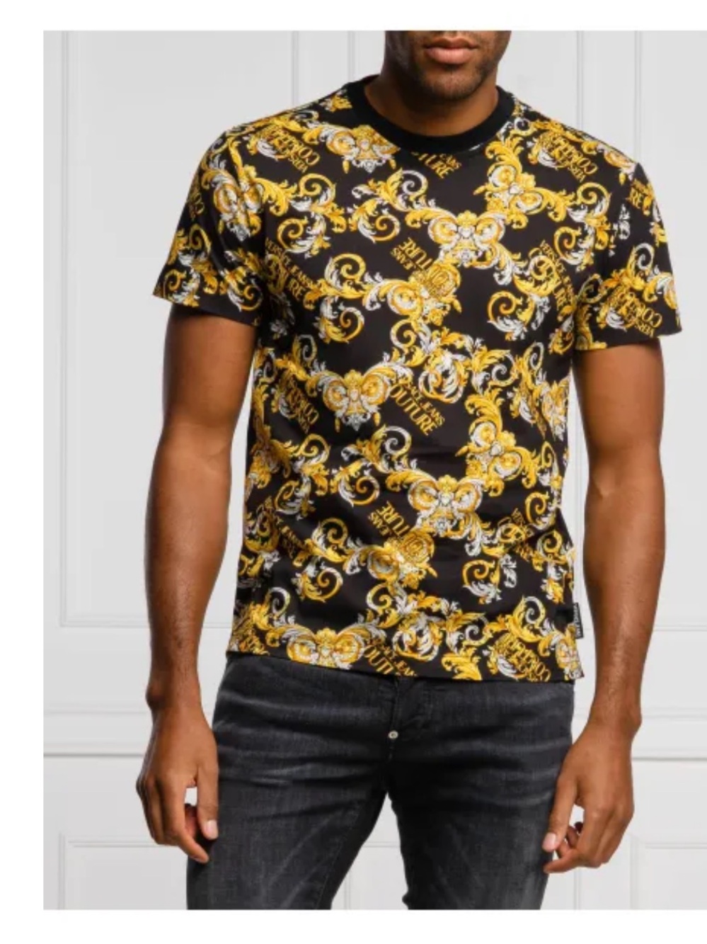 Versace Jeans Couture Black & Gold Baroque Tee